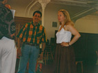 Cathy in rehearsals for Nedda. Maurizio Graziani in the middle and John Gibbons conductor on the left 1995